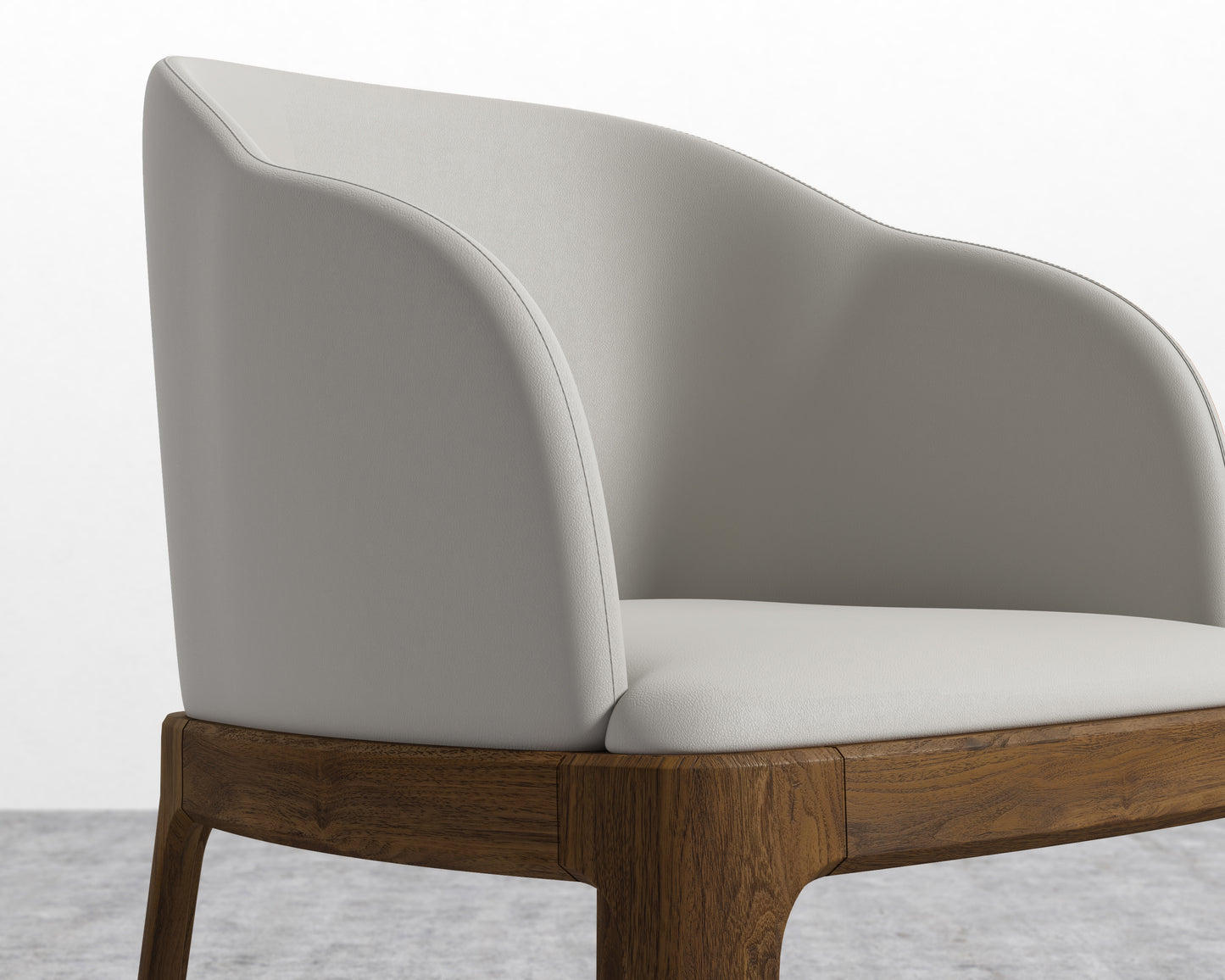 Aubrey Armchair - Microfiber Leather - Trento Taupe - Walnut Stain
