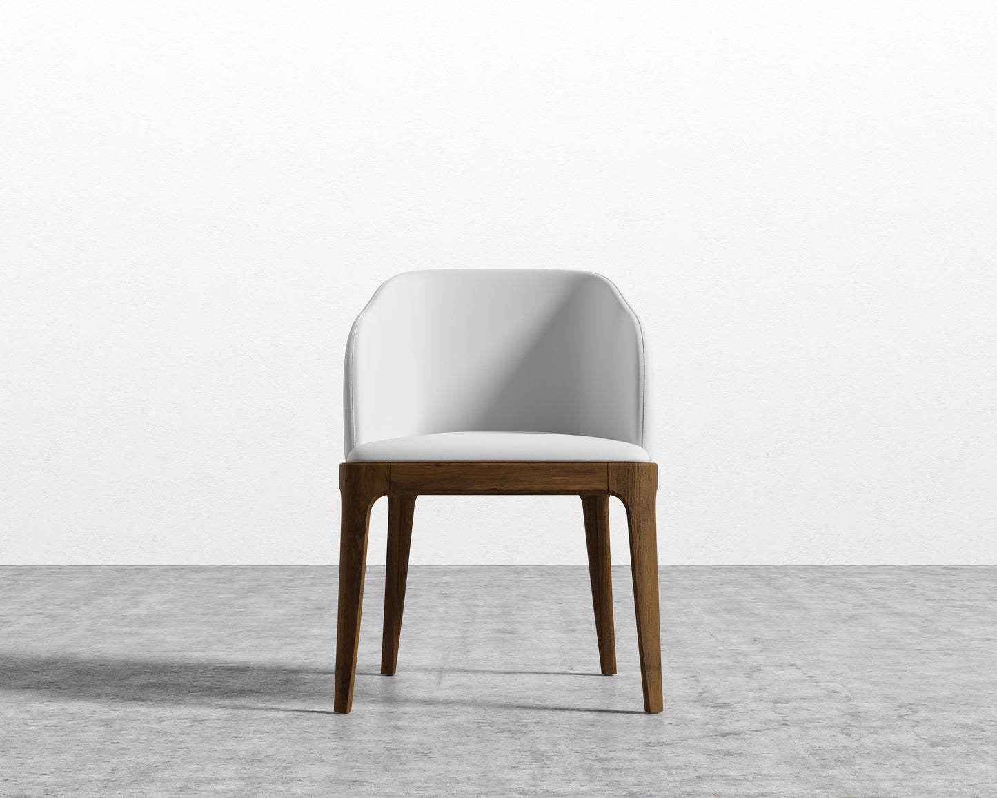 Aubrey Armchair - PU Leather - Monaco White - Walnut Stain