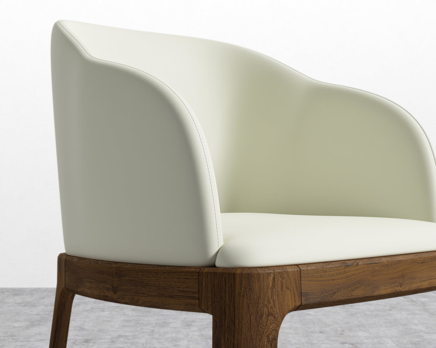 Aubrey Armchair - PU Leather - Monaco Cream - Walnut Stain