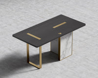 Augustus Desk - 63in - Black Top - White Calacatta Ceramic