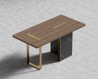 Augustus Desk - 63in - Walnut Top - Black Pietra Ceramic