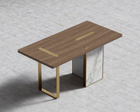 Augustus Desk - 63in - Walnut Top - White Calacatta Ceramic