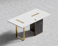 Augustus Desk - 63in - White Top - Black Pietra Ceramic