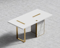 Augustus Desk - 63in - White Top - White Calacatta Ceramic