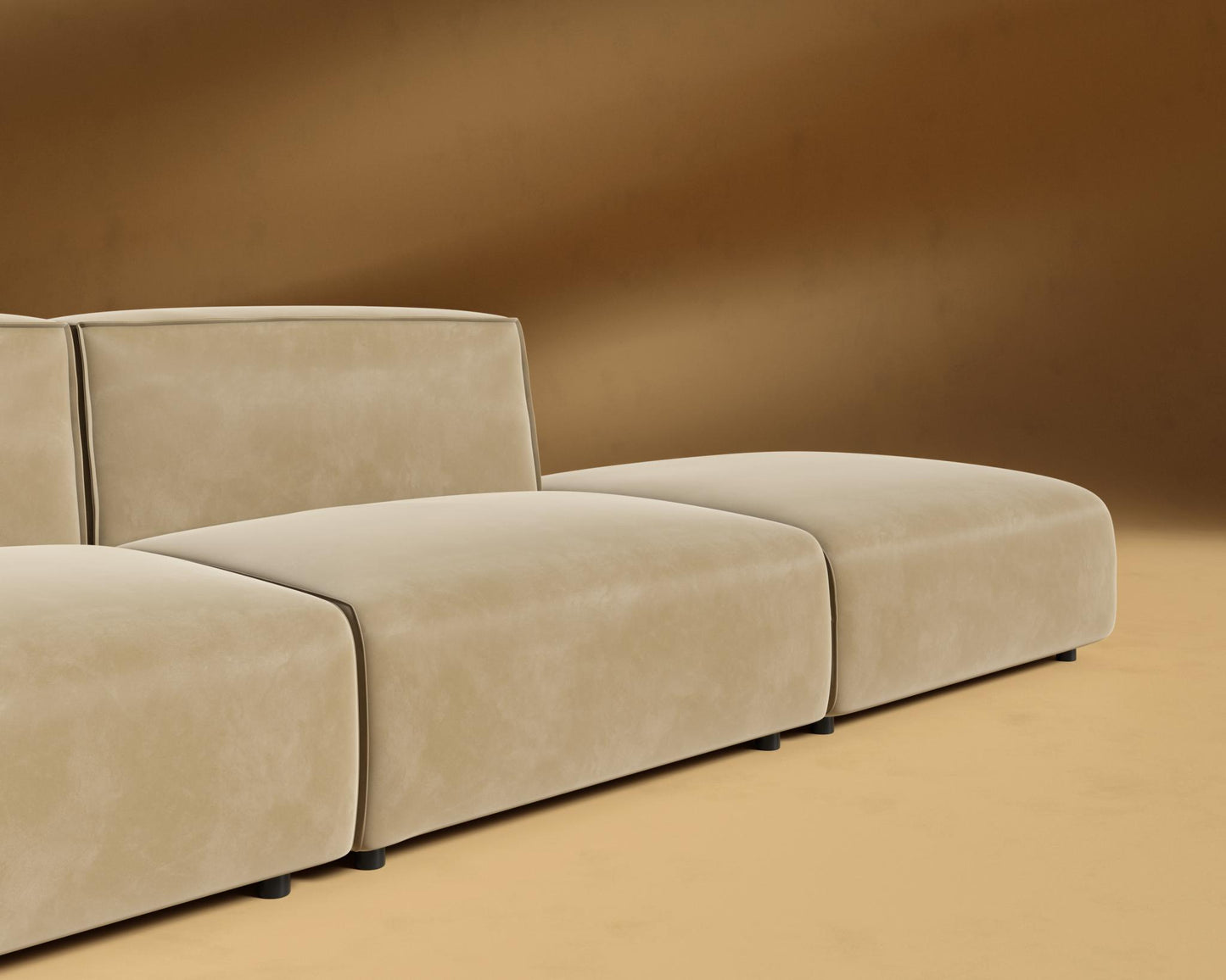 Arya Open End Right Sofa-Plush Velvet - Dune