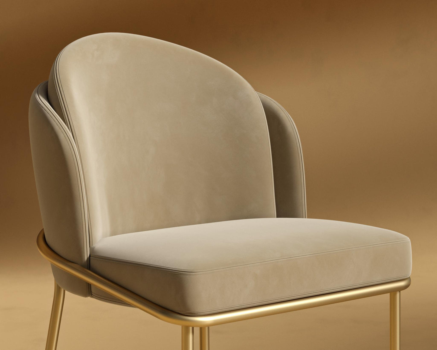 Angelo Dining Chair - Brass - Plush Velvet - Dune