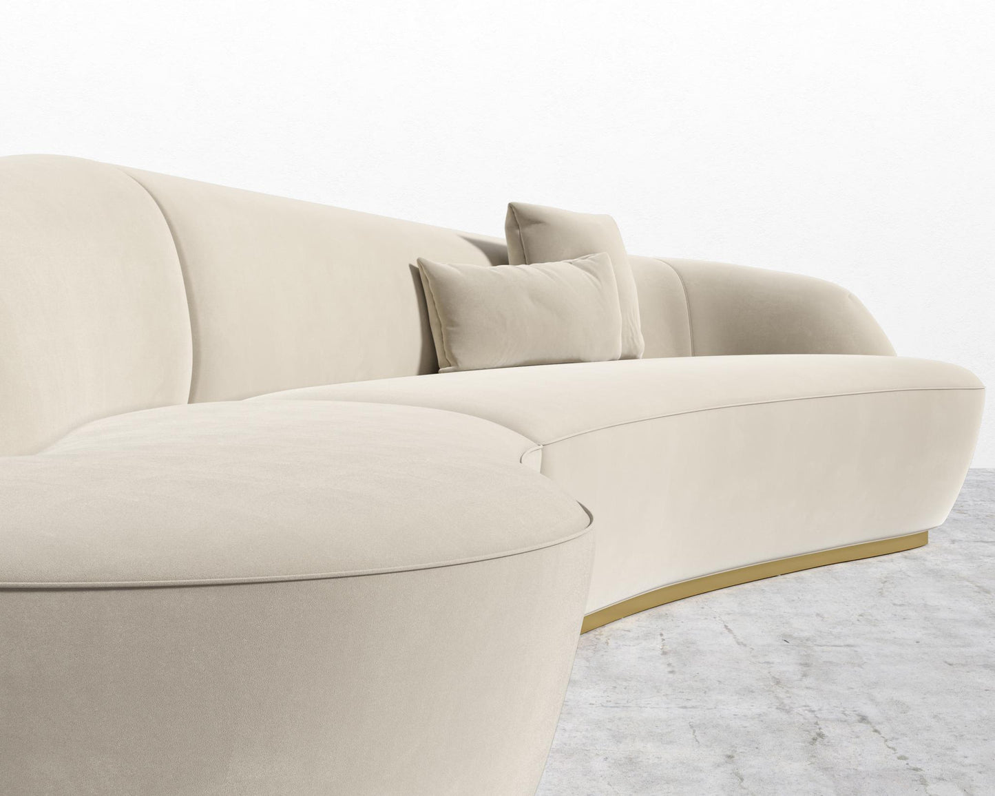 Reya Curved Sectional - Signature Plush Velvet - Warm Taupe