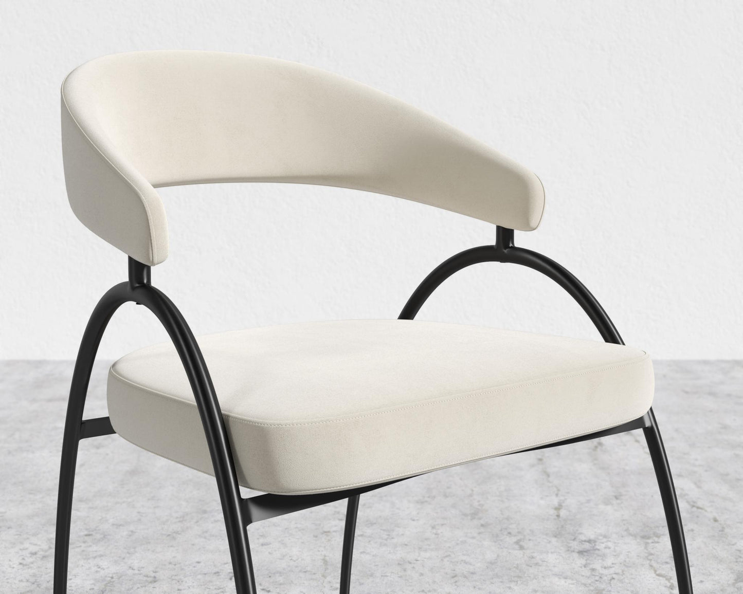 Uma Dining Chair - Black Frame - Plush Velvet - Cloud