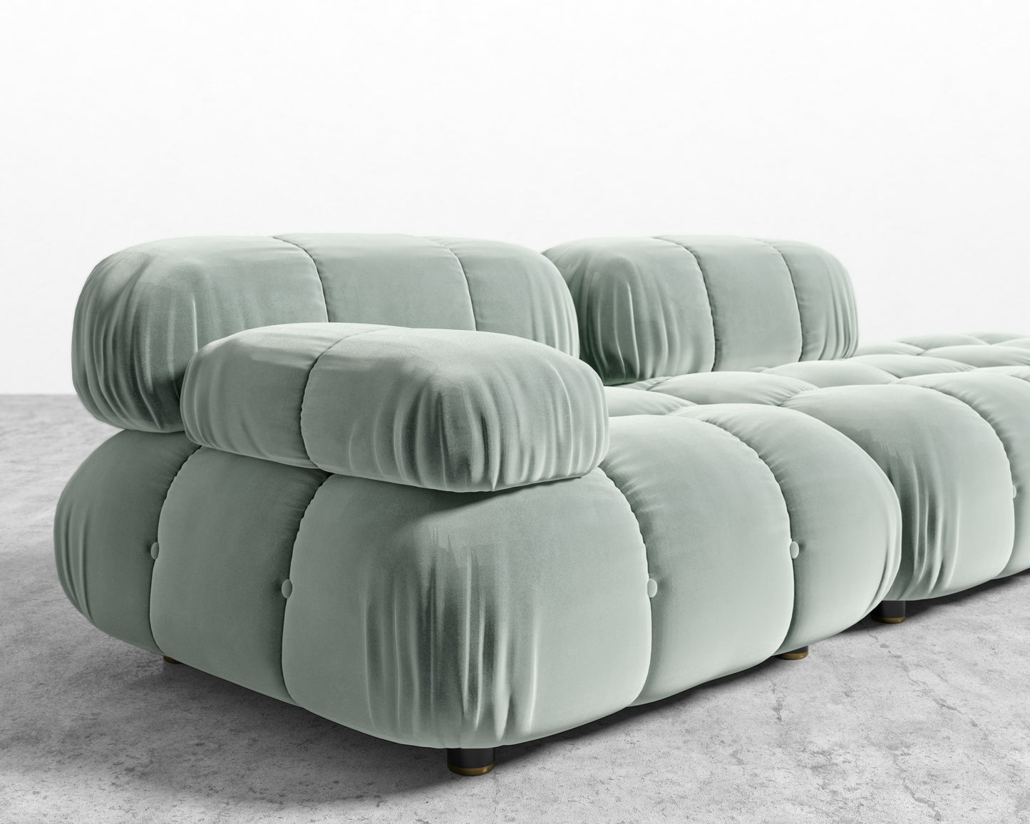 Belia Open End Sofa - Plush Velvet - Moonstone