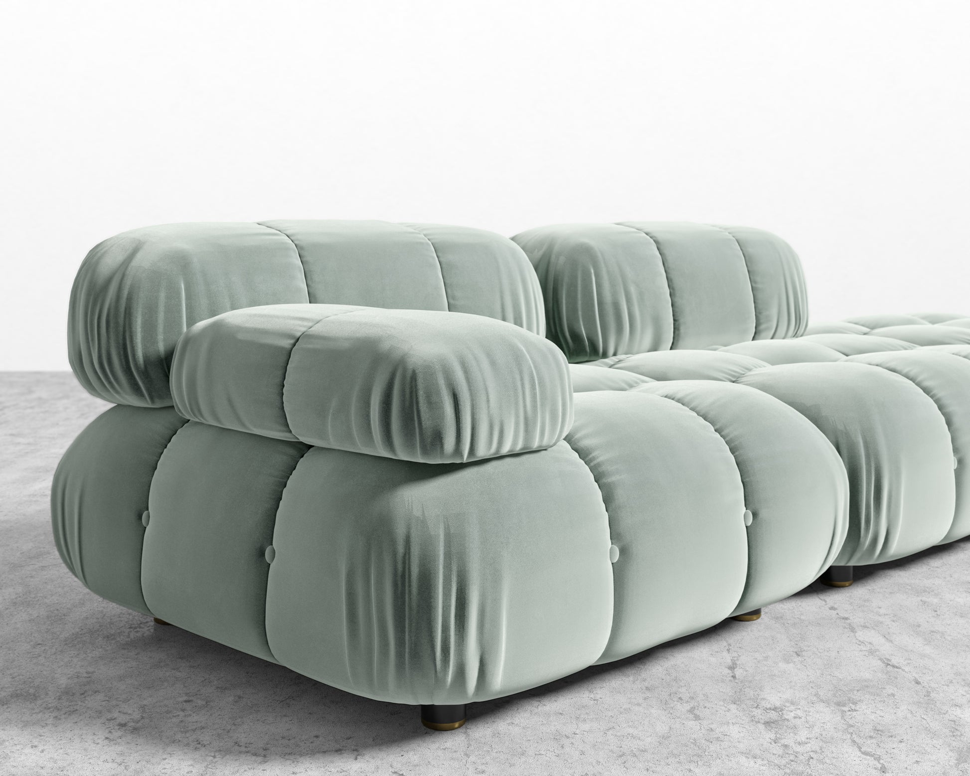 Belia Open End Sofa - Plush Velvet - Moonstone