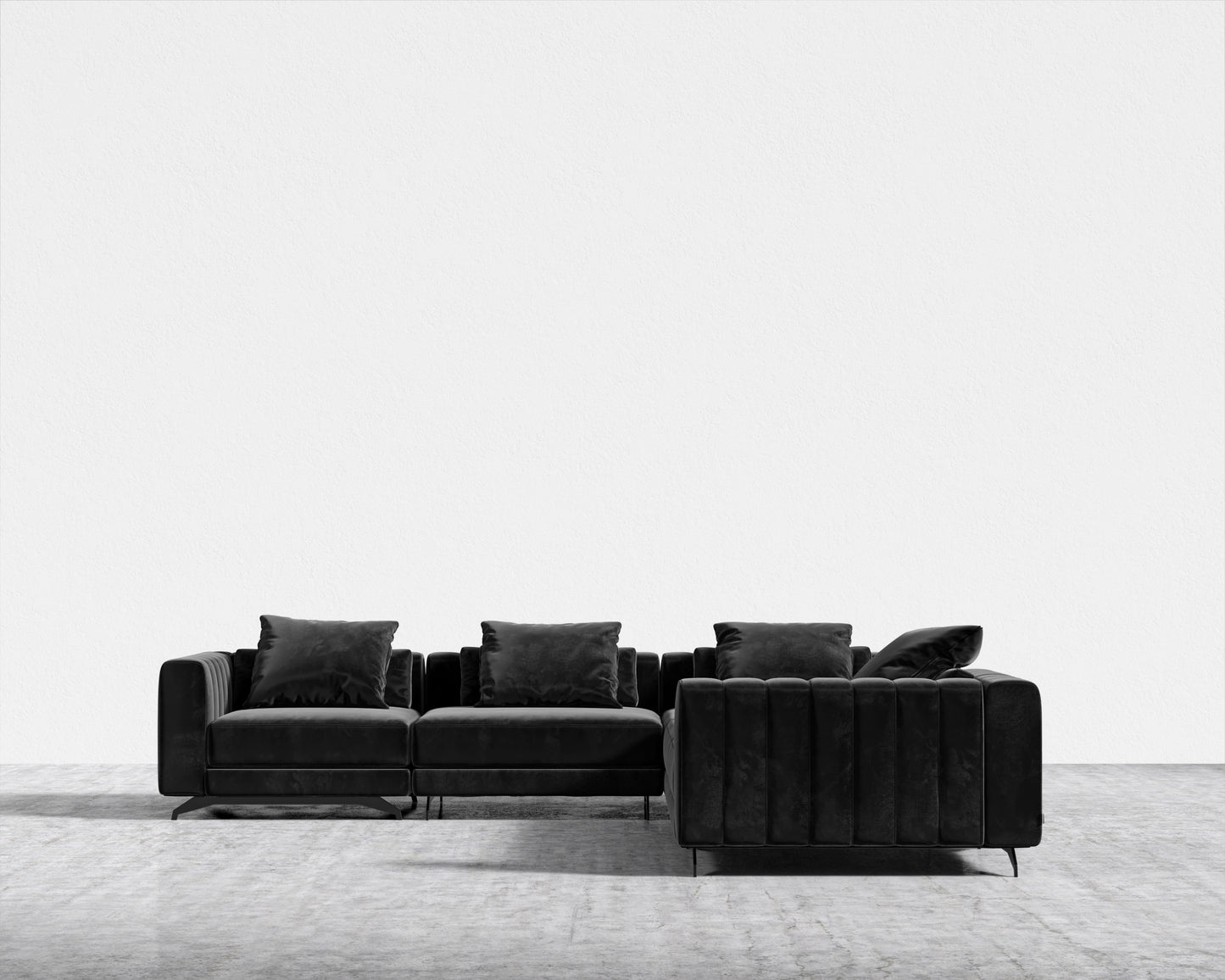 Berlin L-Sectional - Plush Velvet - Black