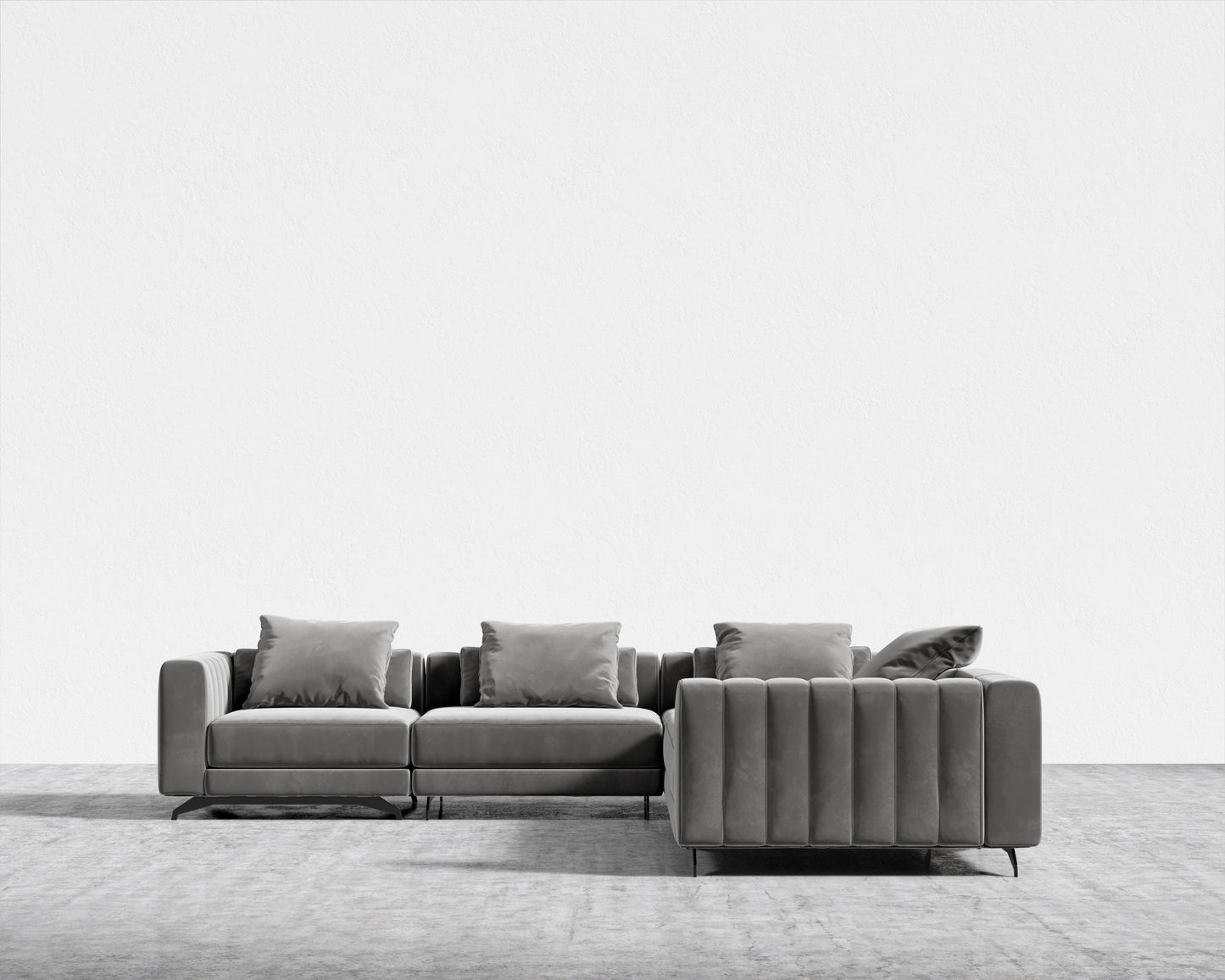 Berlin L-Sectional - Plush Velvet - Glacier Grey