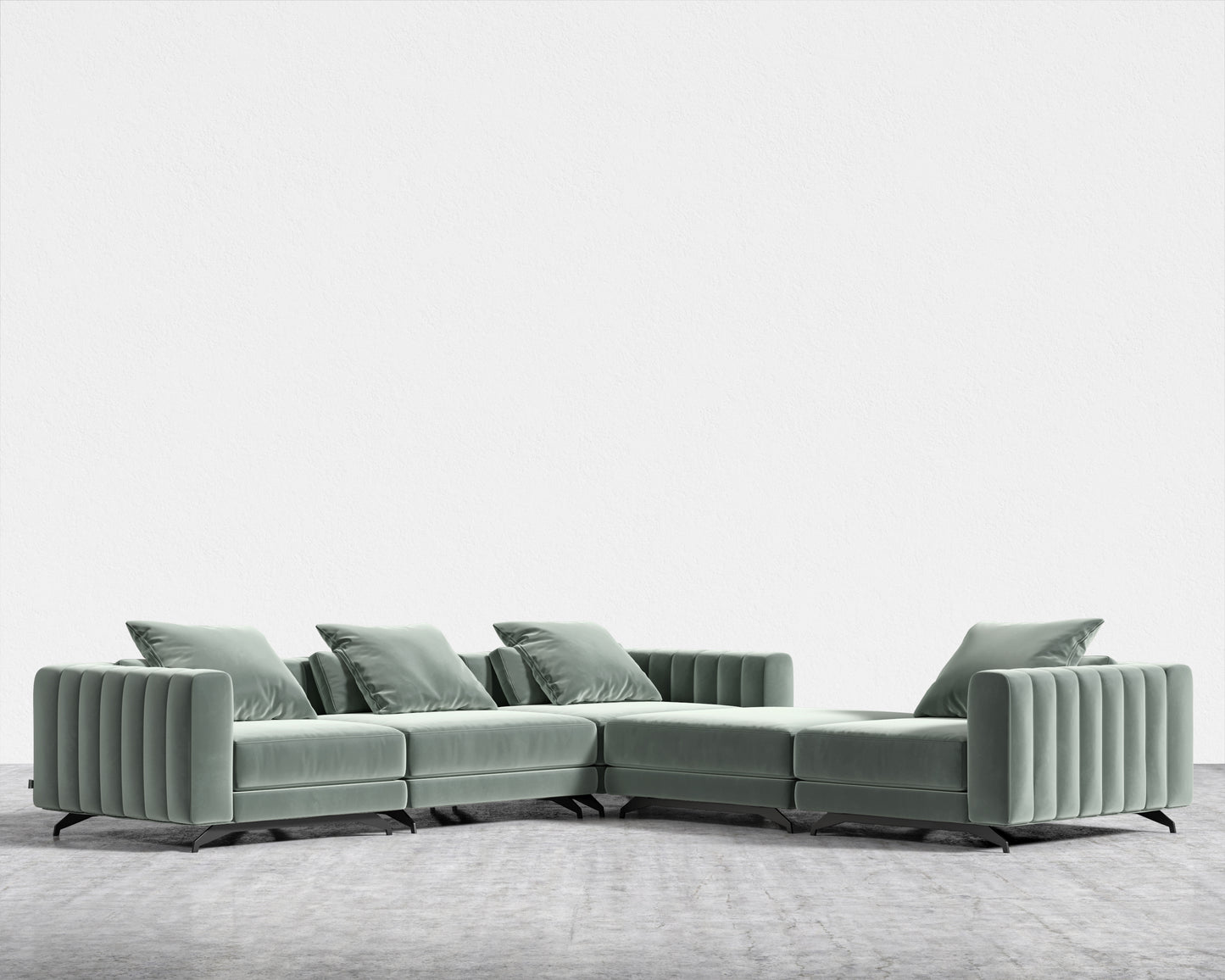 Berlin L-Sectional - Plush Velvet - Moonstone