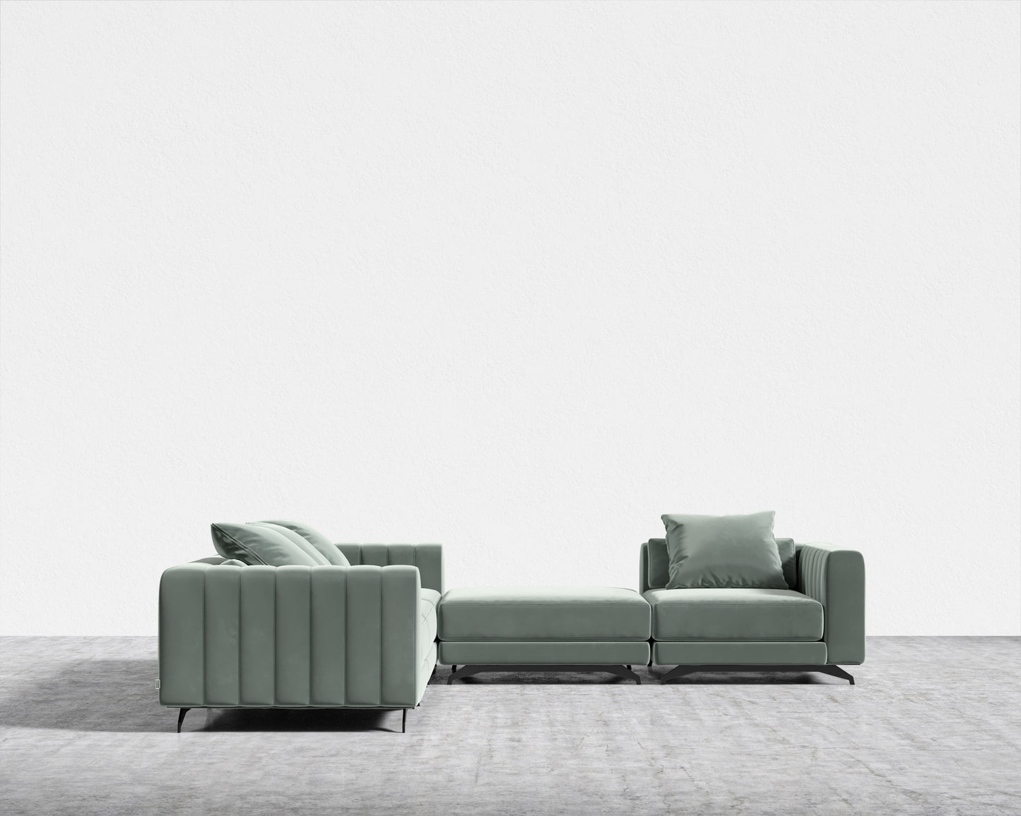 Berlin L-Sectional - Plush Velvet - Moonstone