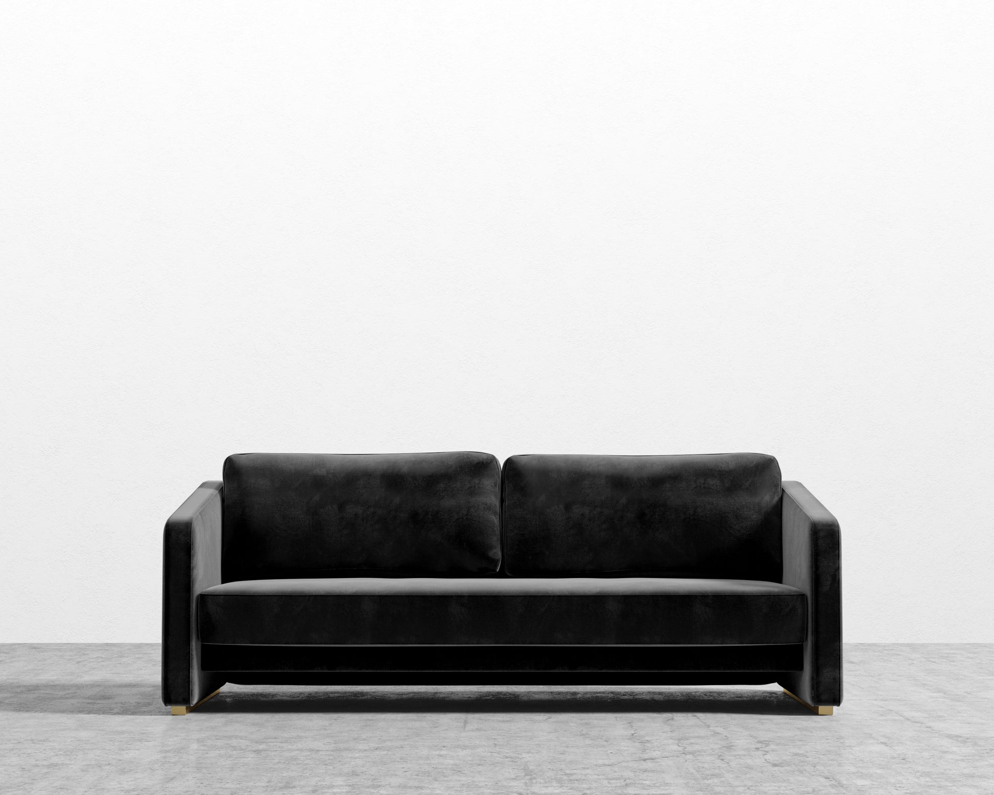 Bristol Futon - Plush Velvet - Black - Brass legs