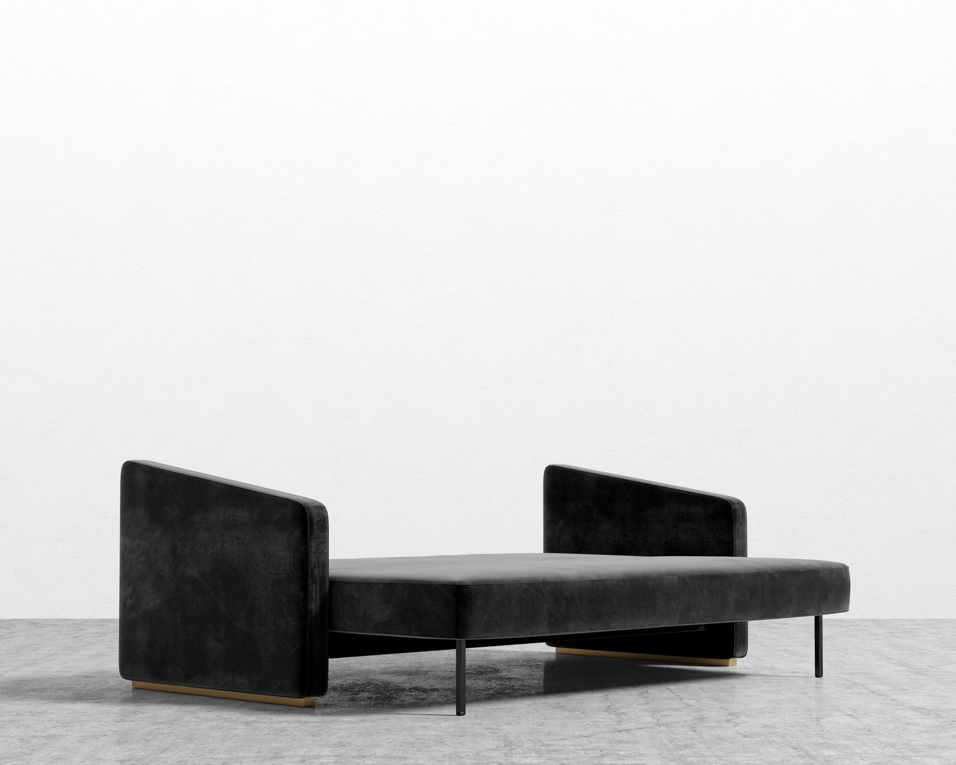 Bristol Futon - Plush Velvet - Black - Brass legs