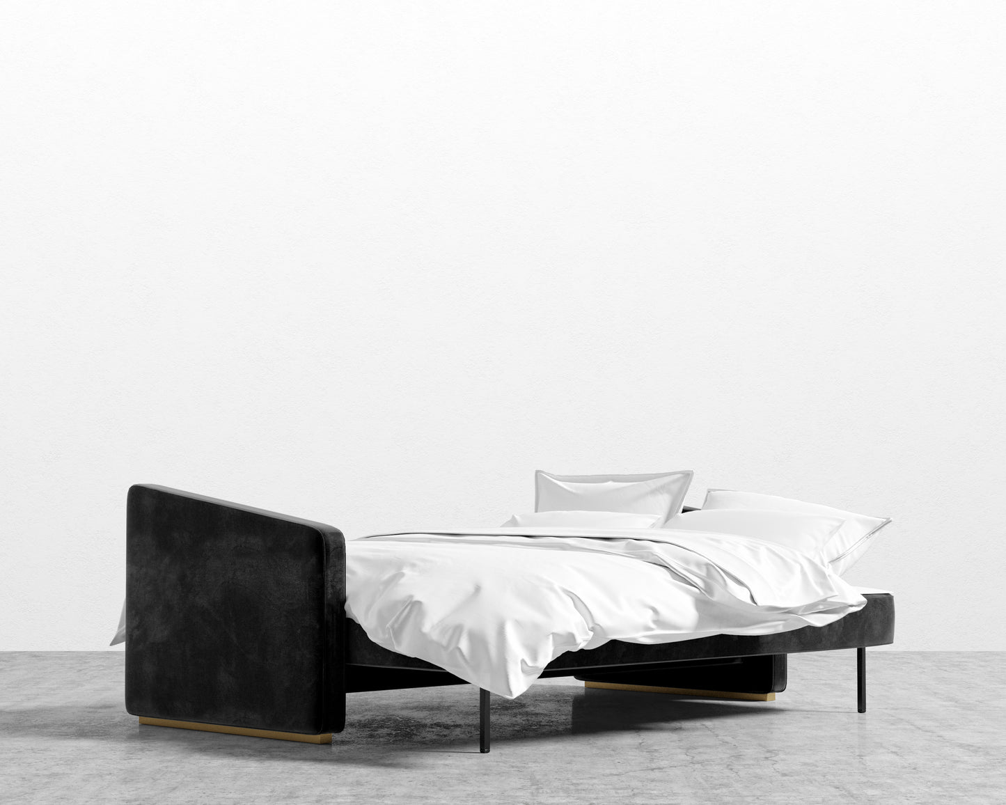 Bristol Futon - Plush Velvet - Black - Brass legs