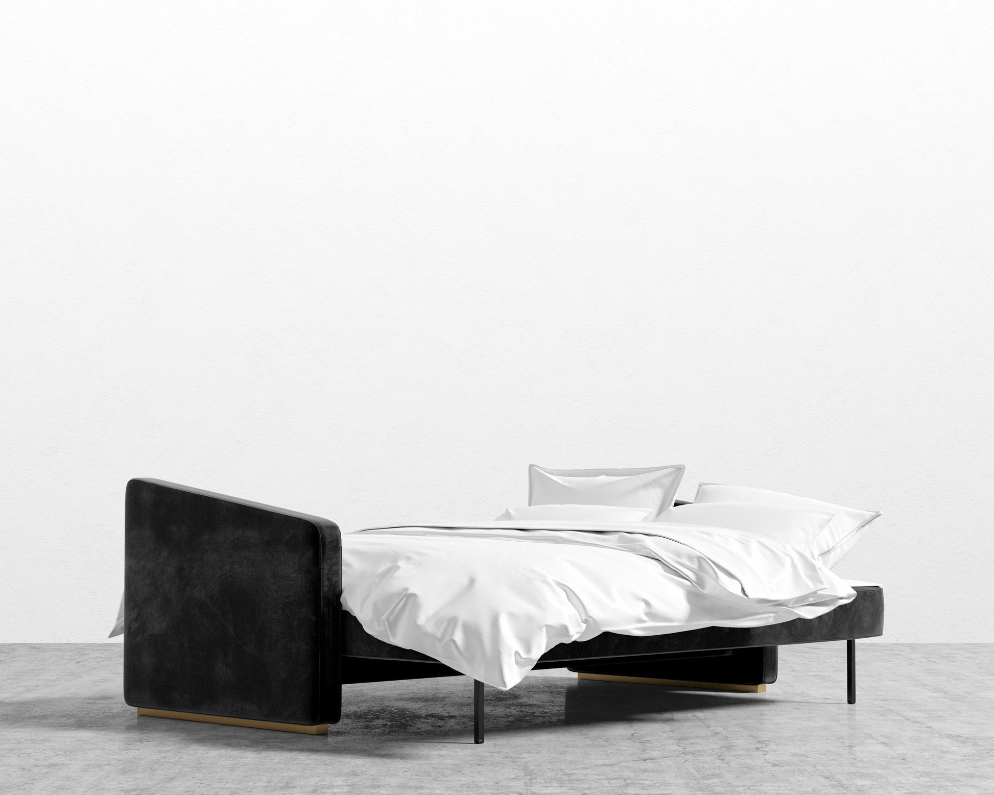 Bristol Futon - Plush Velvet - Black - Brass legs
