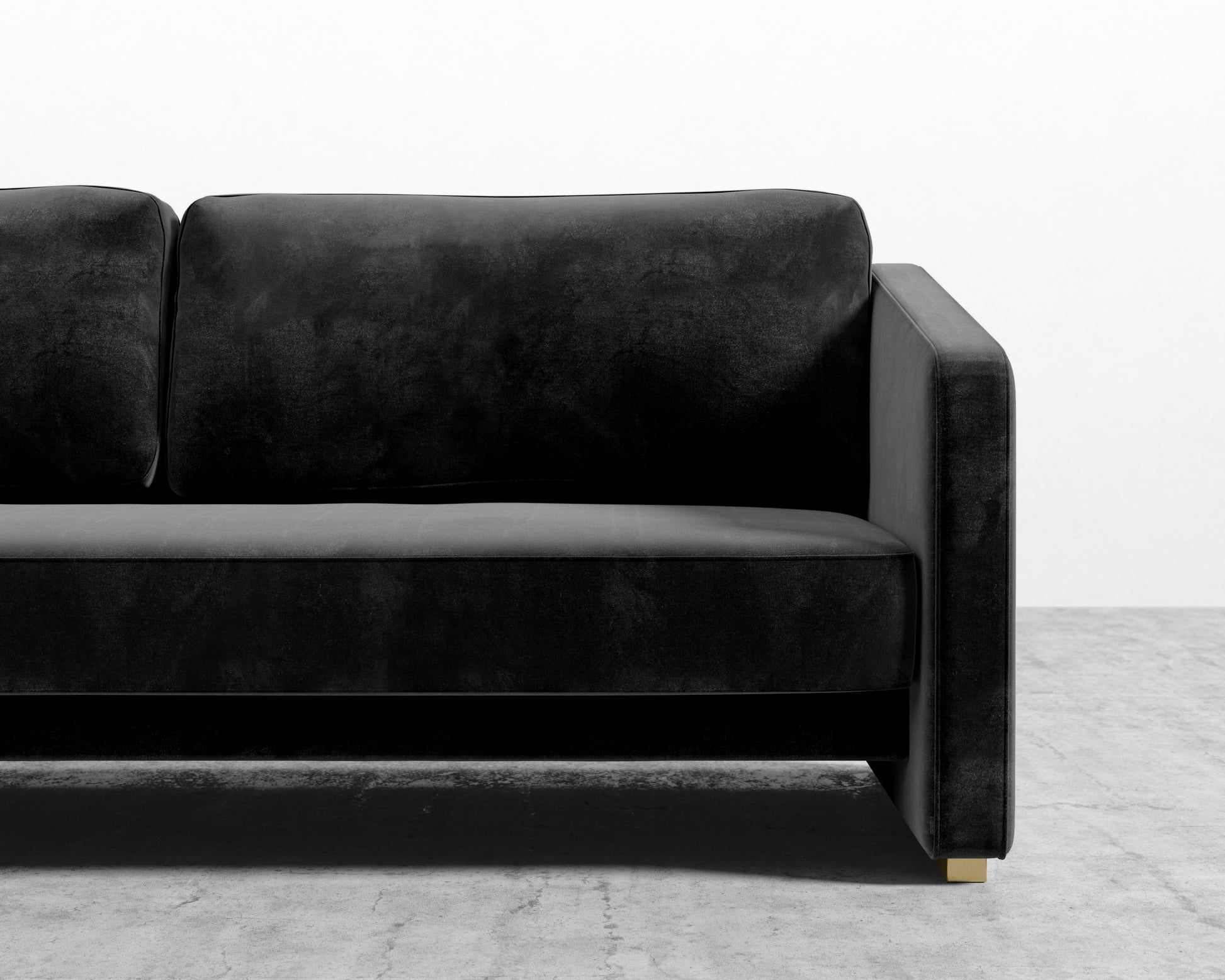 Bristol Futon - Plush Velvet - Black - Brass legs