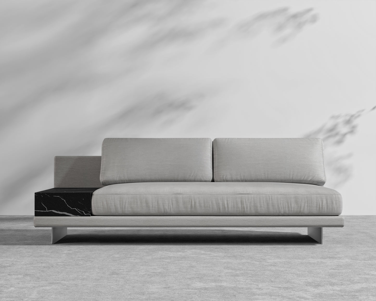 Dresden Outdoor Armless Sofa with Storage Table - Encino - Ceramic Black Storage