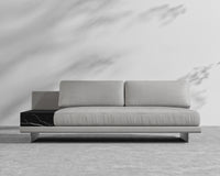 Dresden Outdoor Armless Sofa with Storage Table - Encino - Ceramic Black Storage