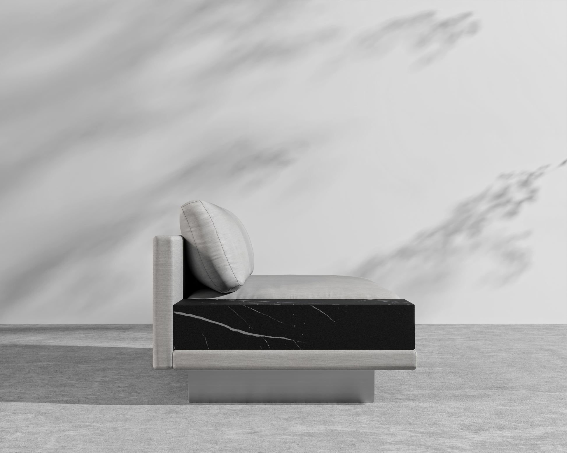 Dresden Outdoor Armless Sofa with Storage Table - Encino - Ceramic Black Storage