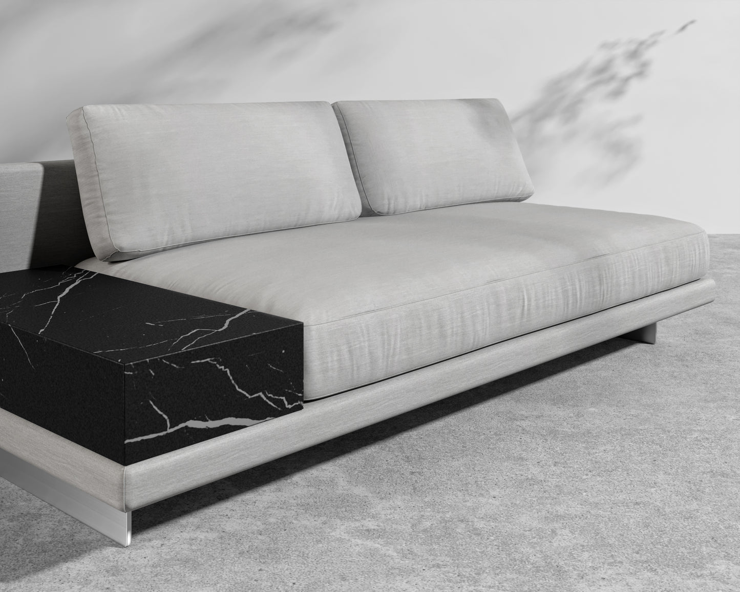 Dresden Outdoor Armless Sofa with Storage Table - Encino - Ceramic Black Storage