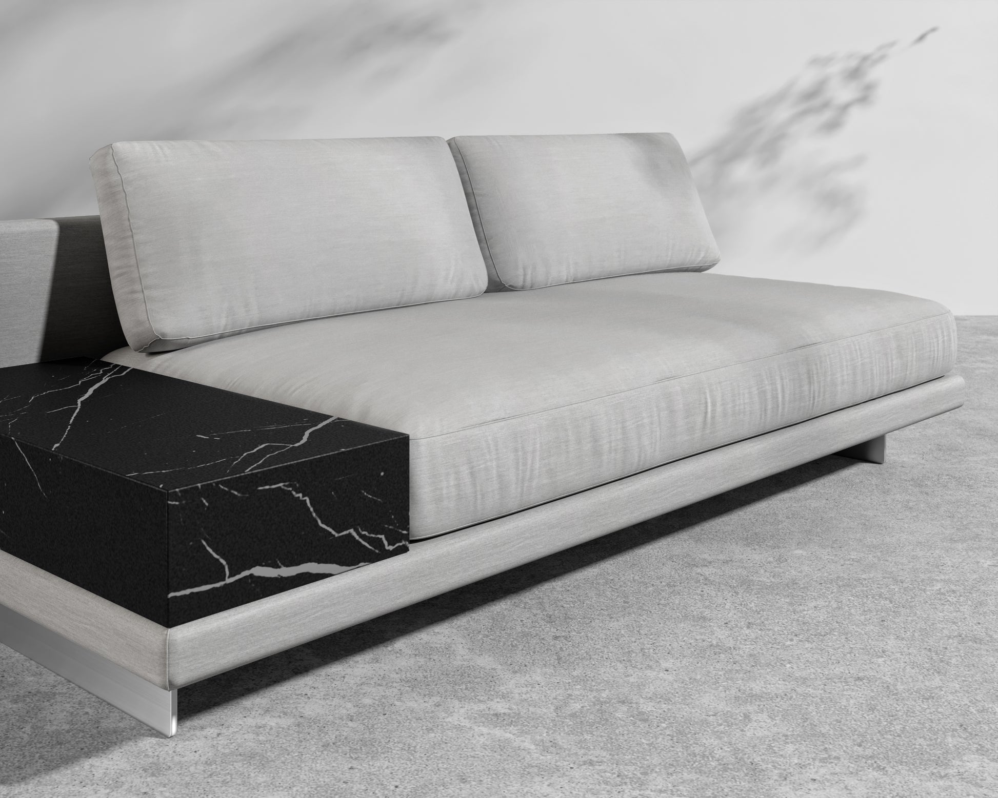 Dresden Outdoor Armless Sofa with Storage Table - Encino - Ceramic Black Storage