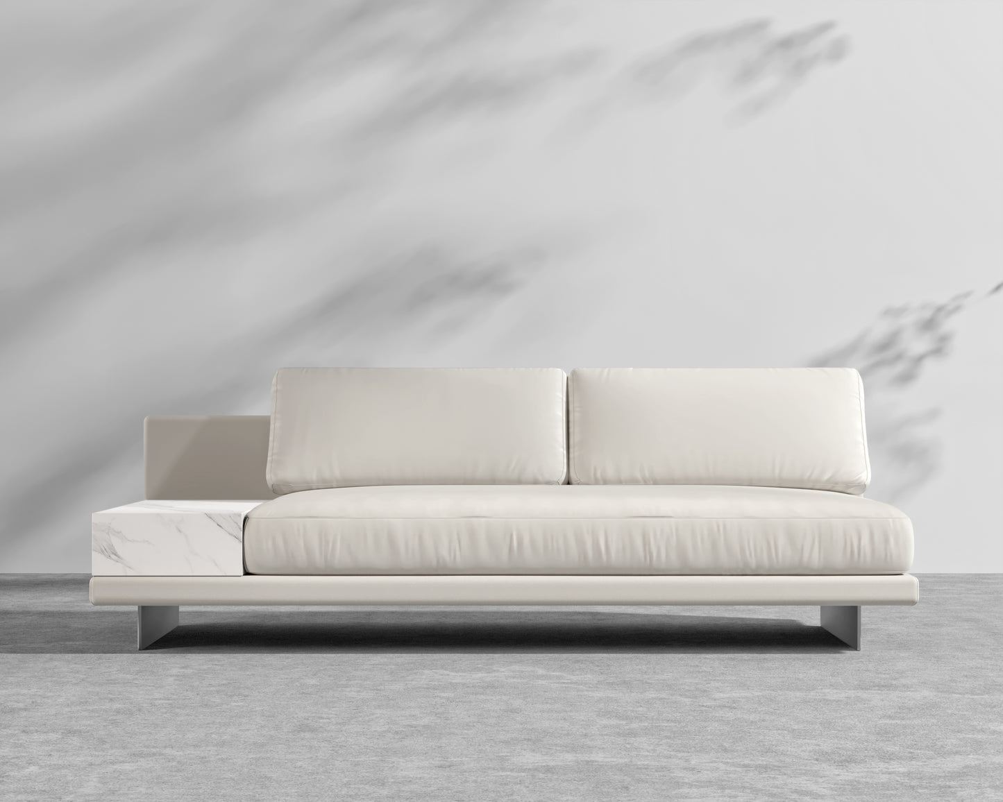 Dresden Outdoor Armless Sofa with Storage Table - Palisades - Ceramic White Storage