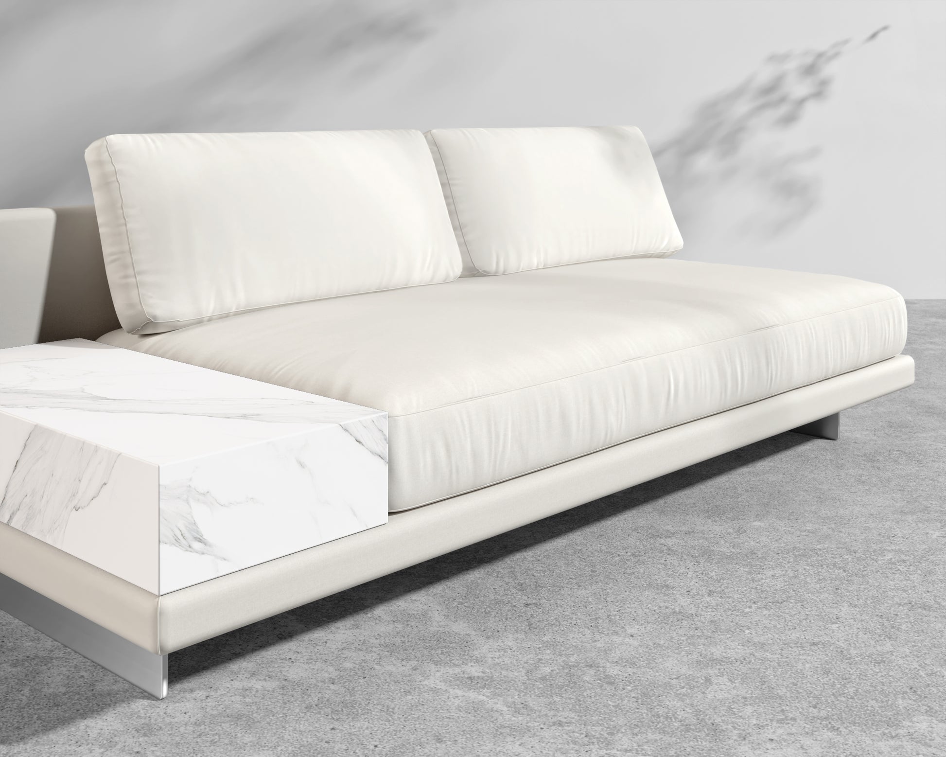 Dresden Outdoor Armless Sofa with Storage Table - Palisades - Ceramic White Storage