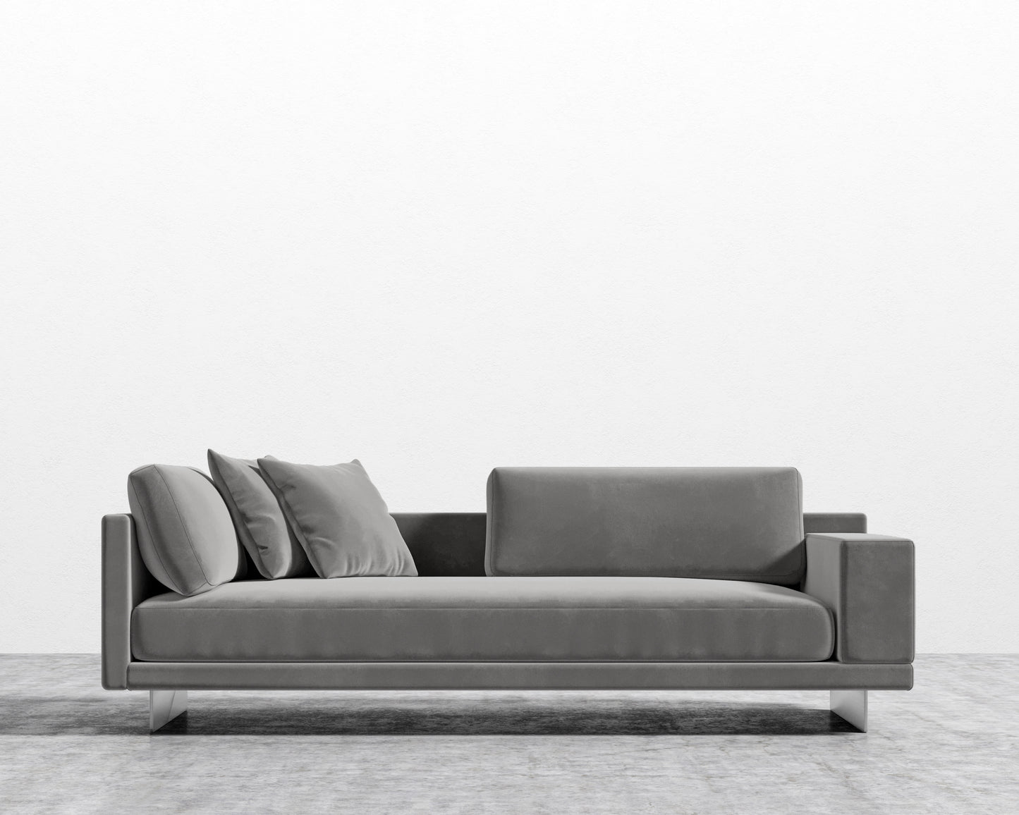 Dresden Right Arm Sofa - Plush Velvet - Glacier Grey