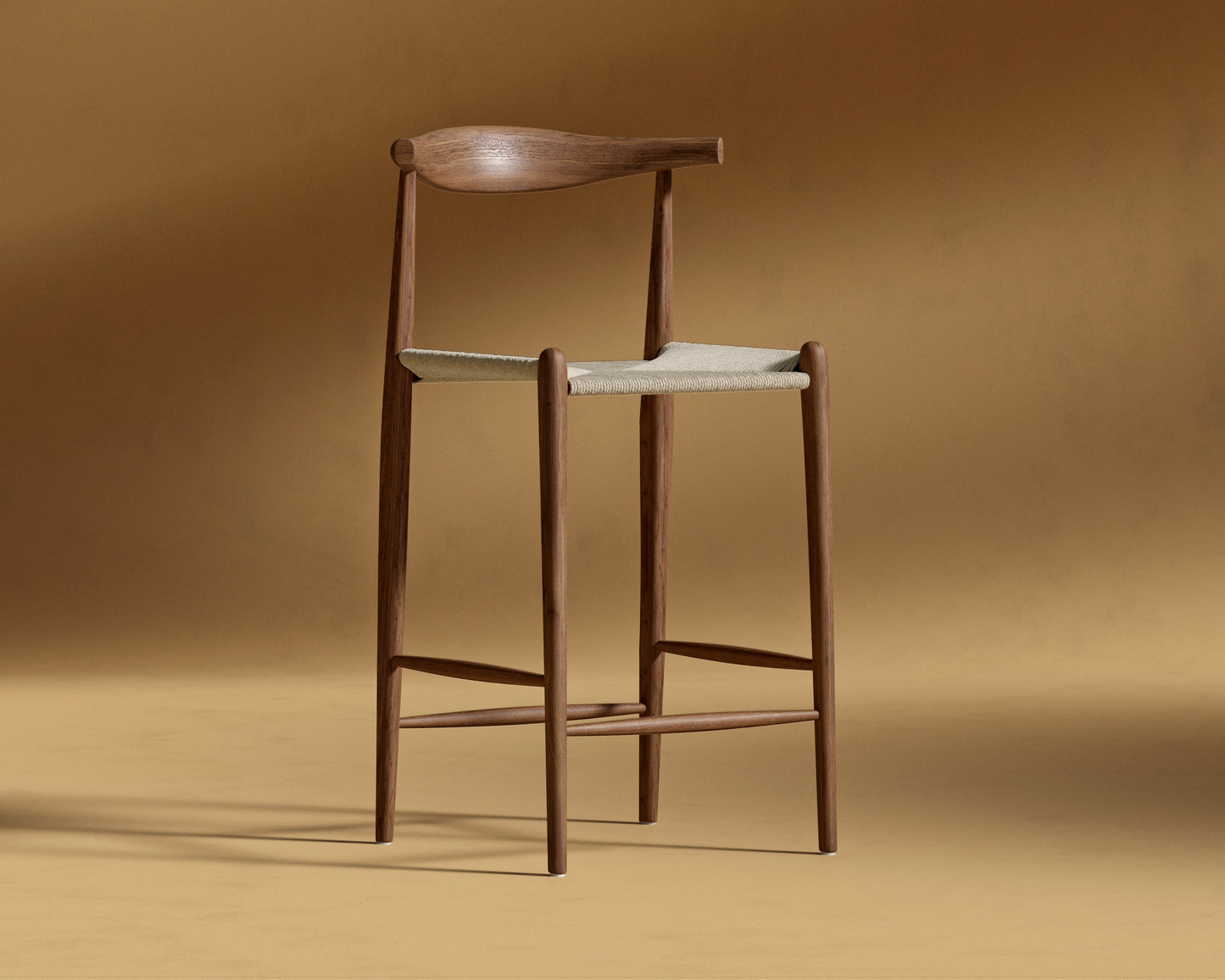 Elbow Counter Stool - Woven - Walnut Stain