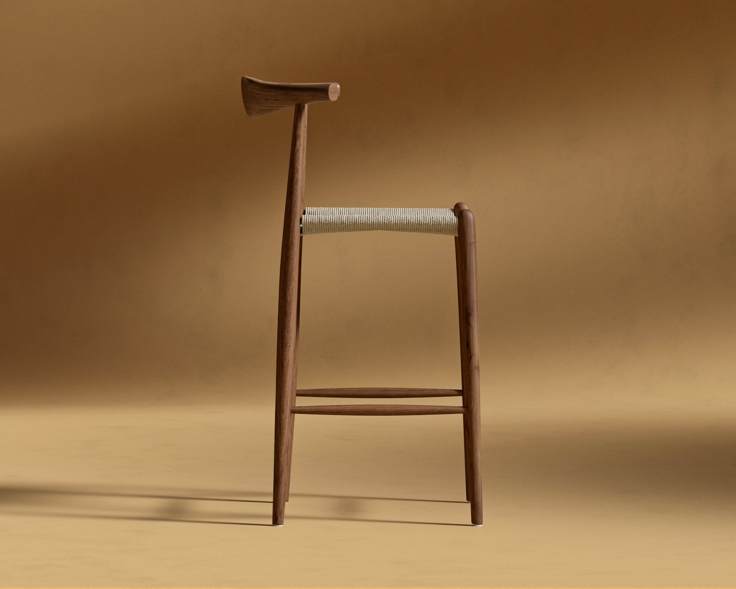 Elbow Counter Stool - Woven - Walnut Stain