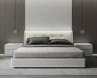 Emery Bed- Verona Ivory Featuring Hunter Nightstand in White Glossy Lacquer