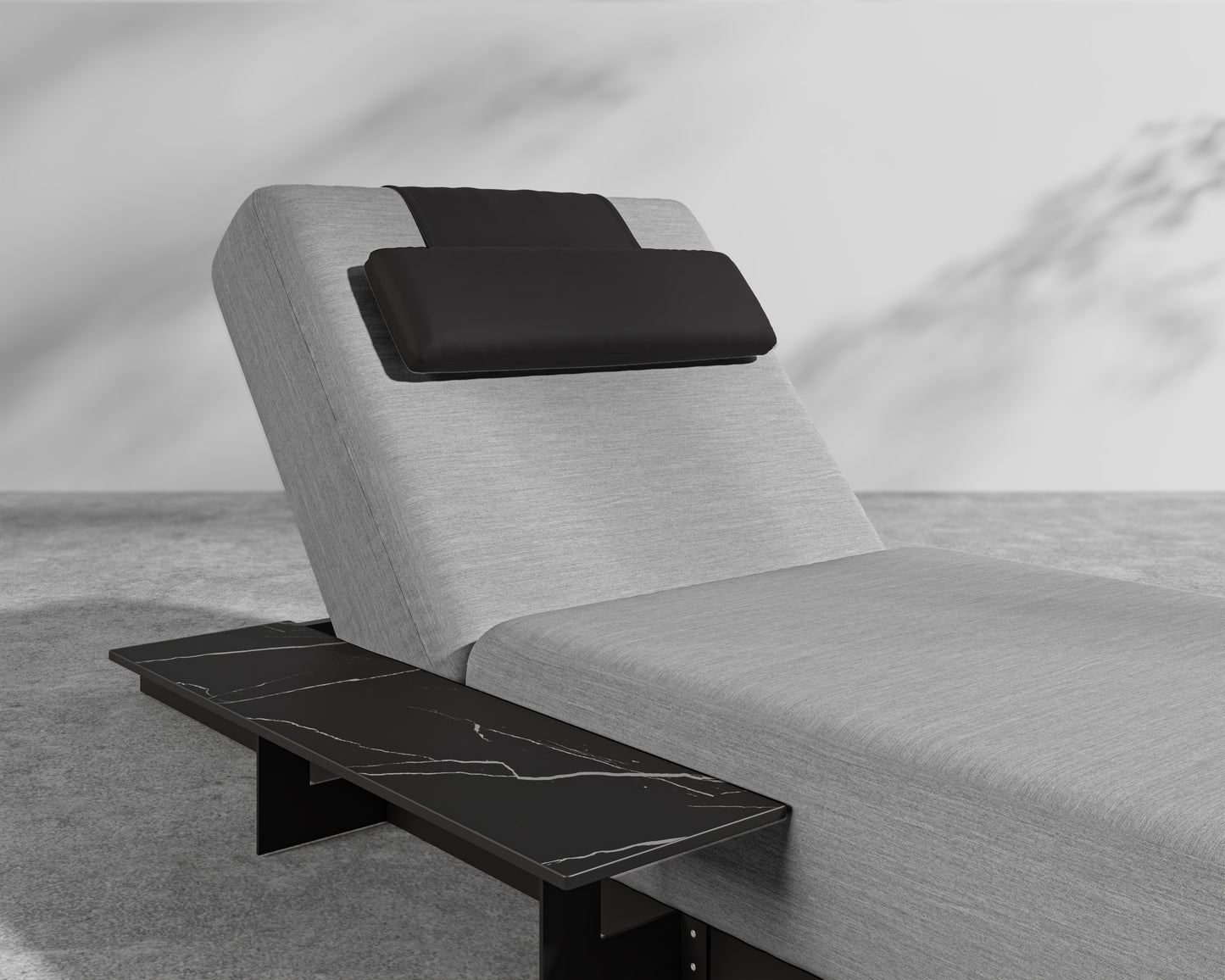 Florian Outdoor Daybed - Black Frame - Encino - Arcadia Pillow - Black Marble