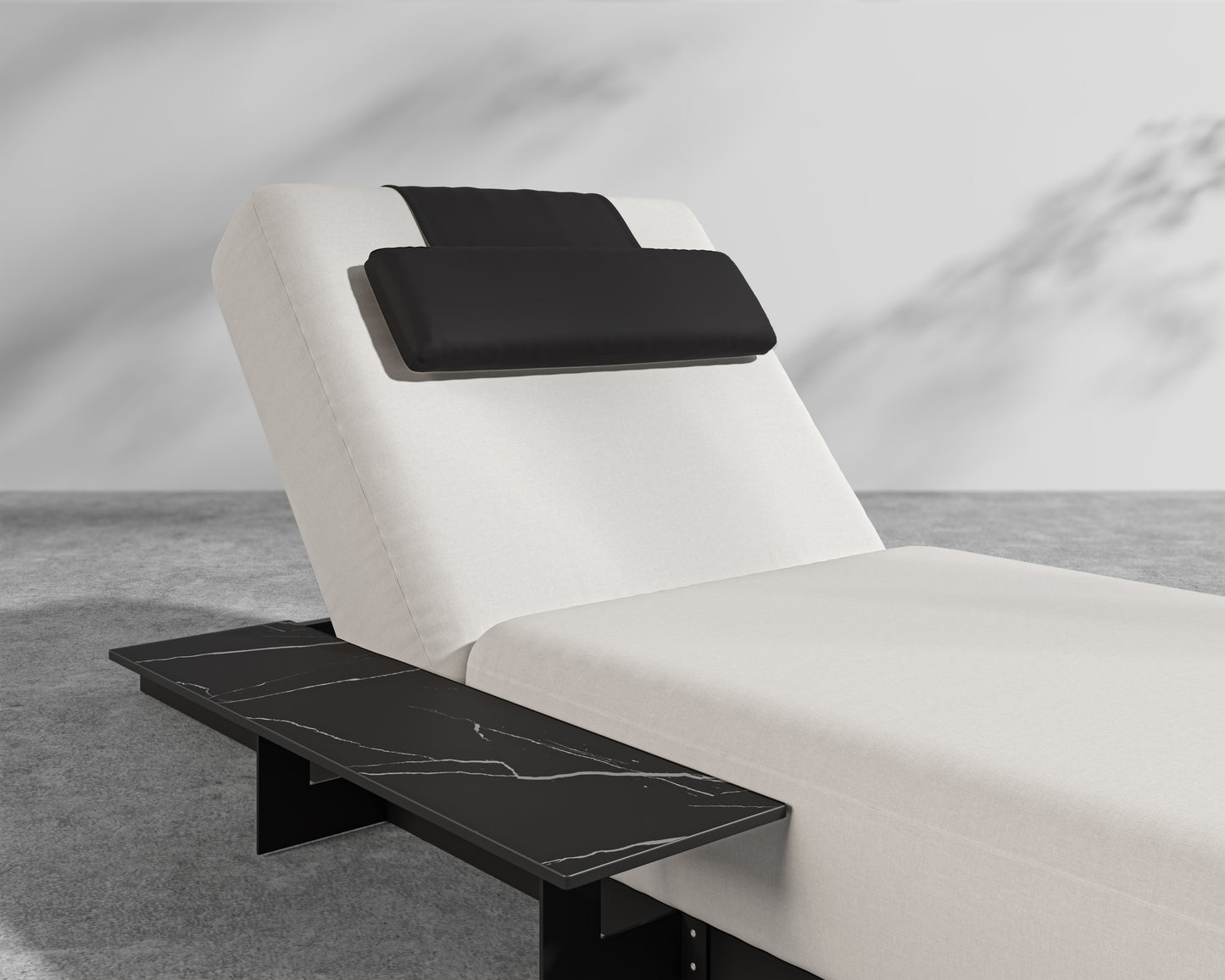 Florian Outdoor Daybed - Black Frame - Palisades - Arcadia Pillow - Black Marble