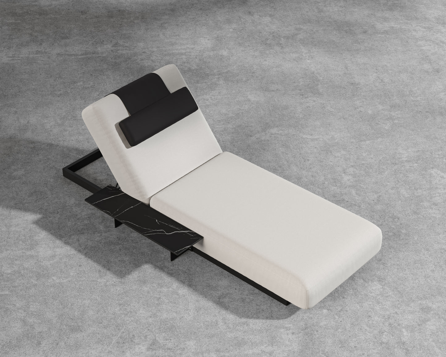 Florian Outdoor Daybed - Black Frame - Palisades - Arcadia Pillow - Black Marble