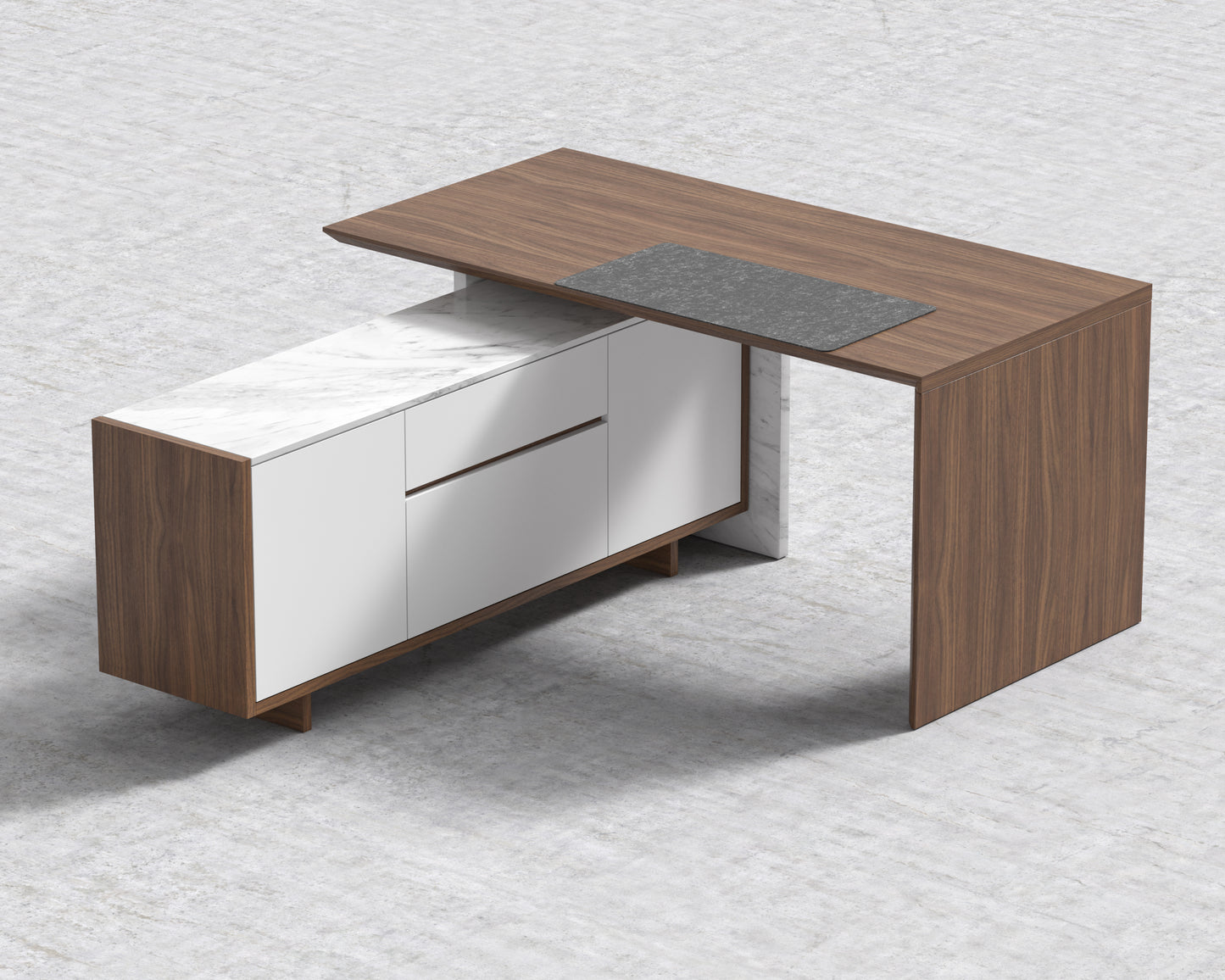 Gia Storage - White Marble - Walnut