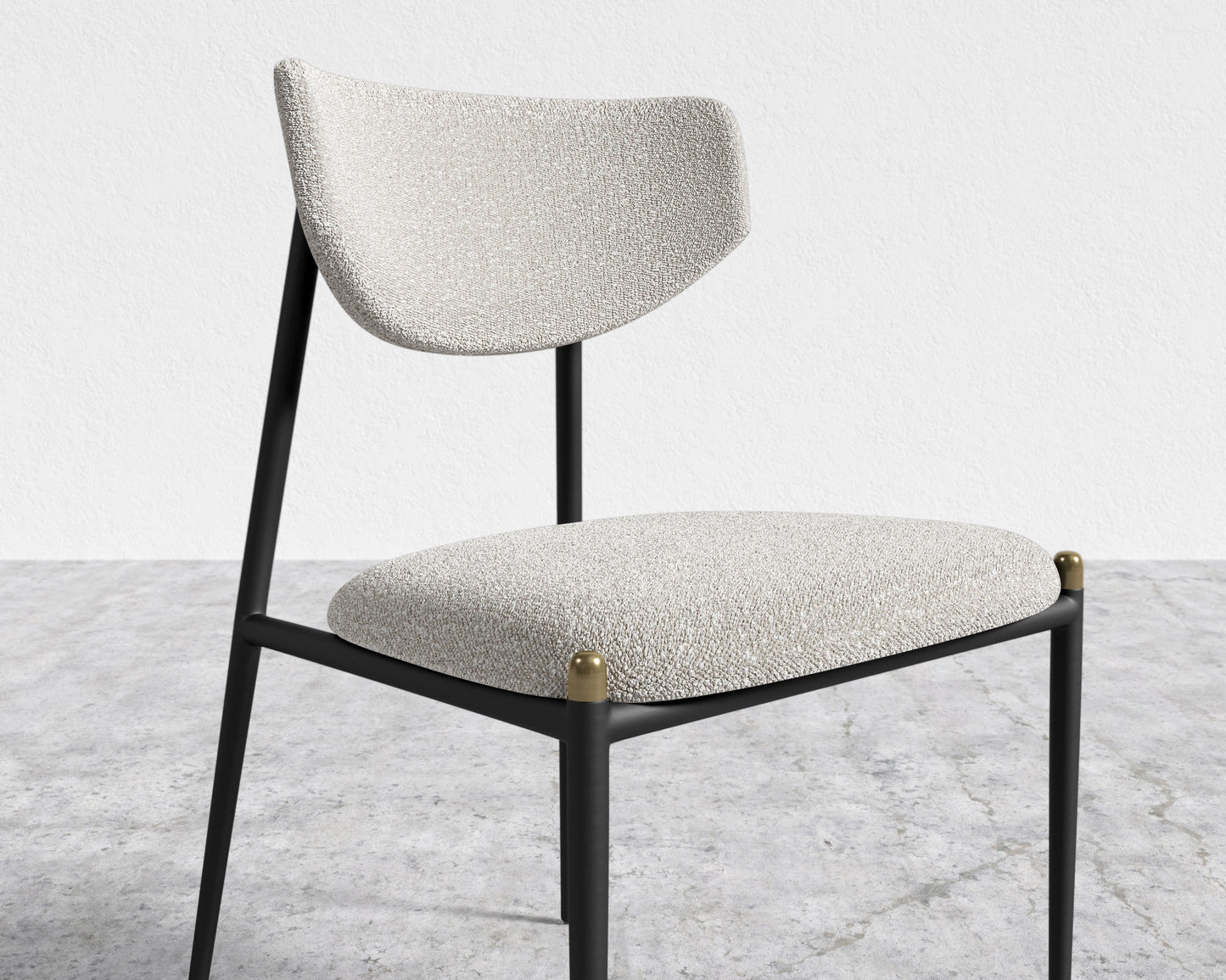 Geno Dining Chair - Chatou Boucle - Pearl - Black Frame