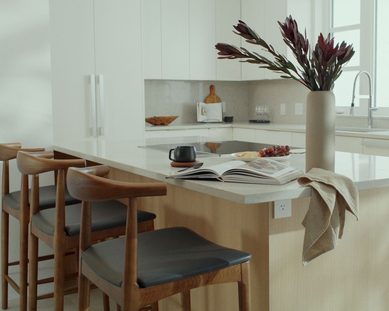 Elbow Counter Stool - Walnut - Trento Black