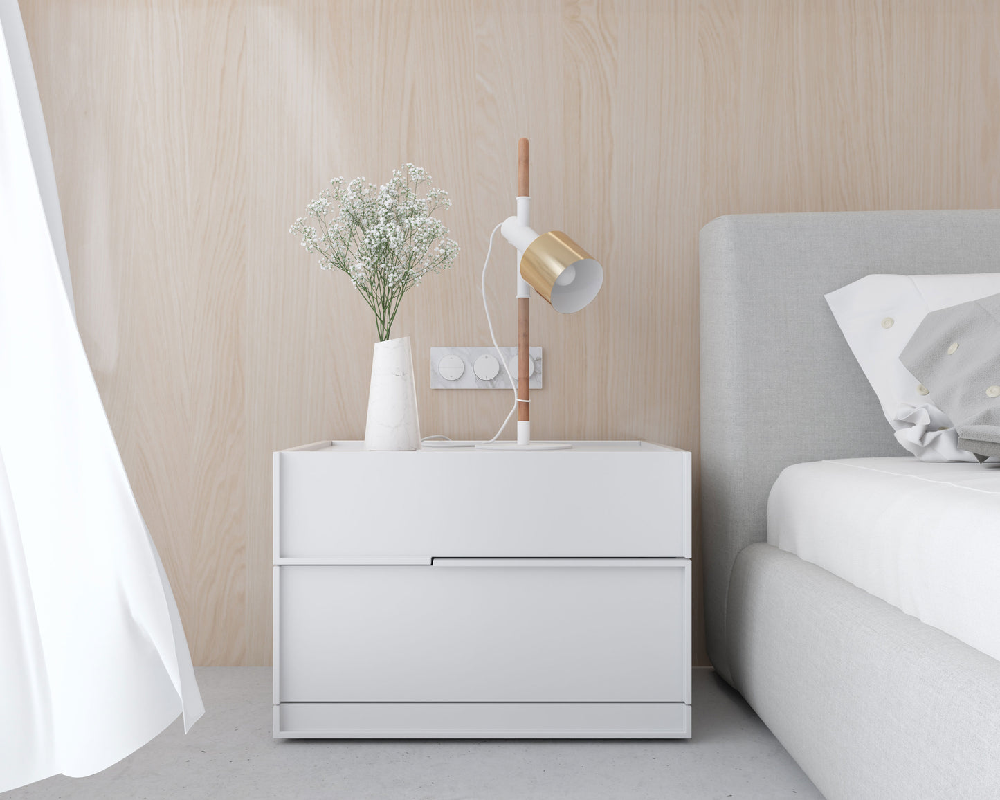 Hunter Nightstand - White - Staged Scene