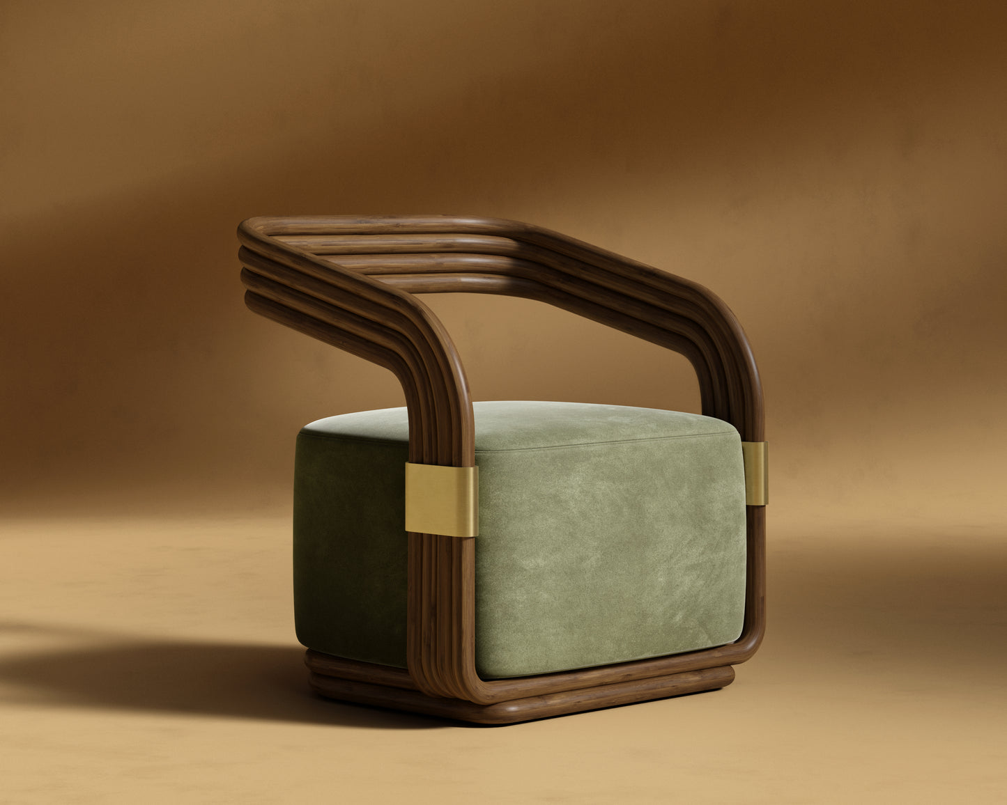 JL Curva Lounge Chair - Venice Vegan Suede - Sage