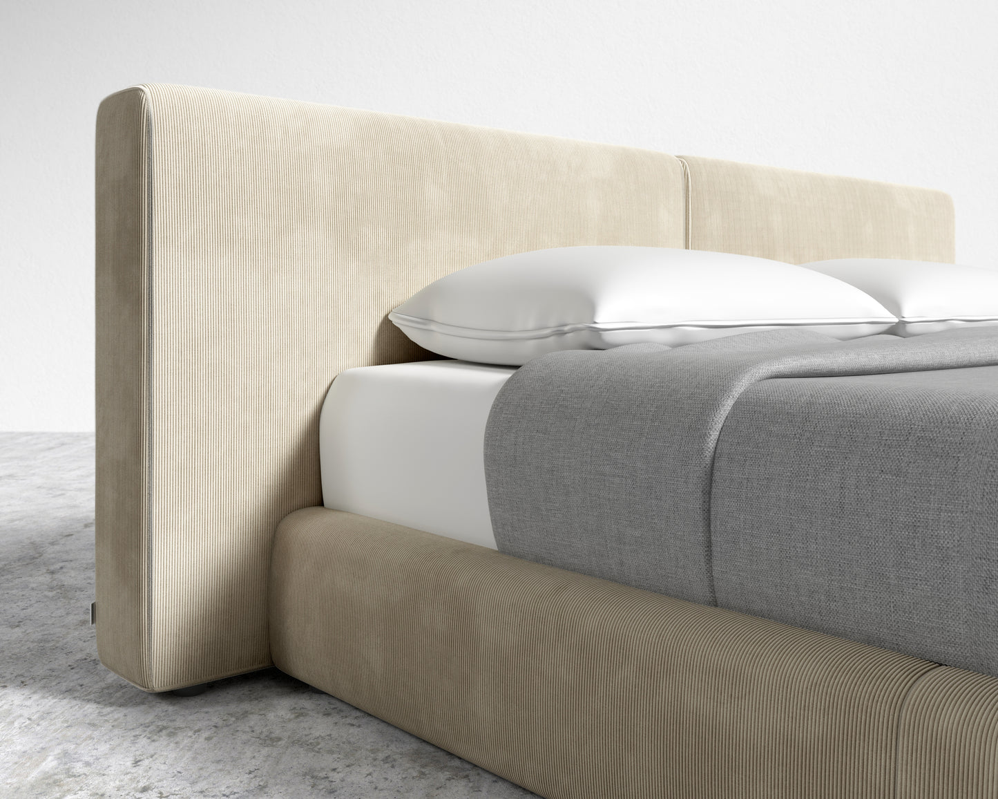 Kaye Bed - King - Corduroy Velvet - Silkstone