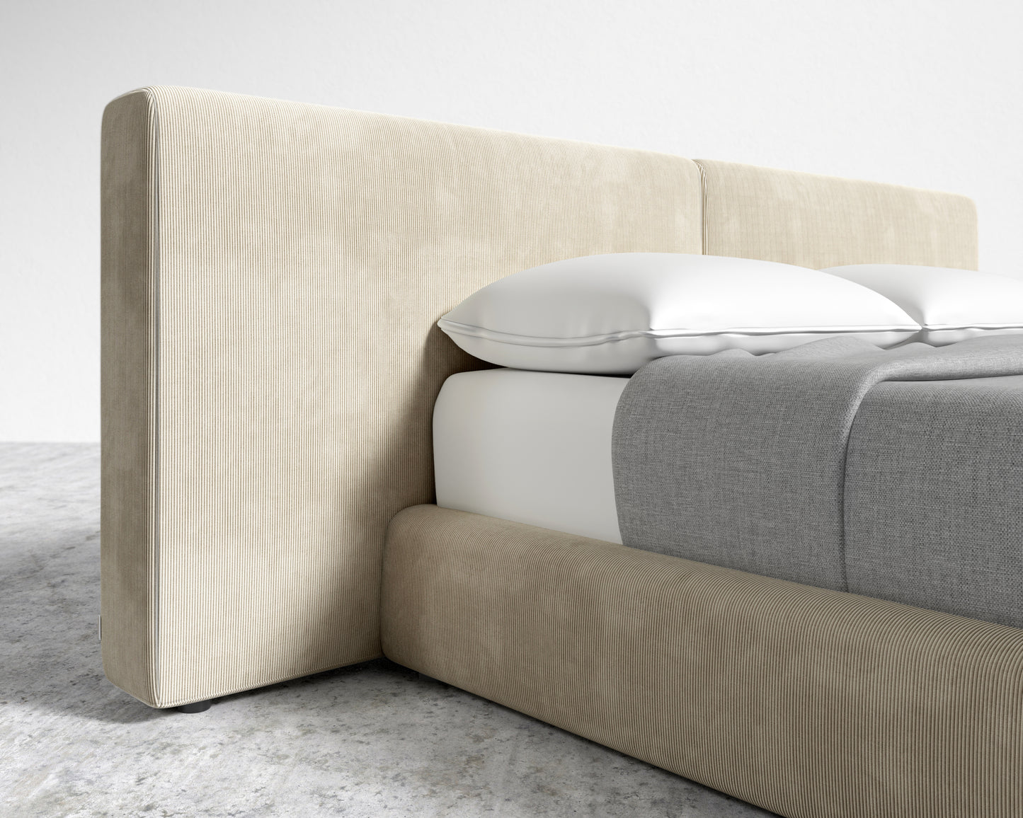 Kaye Bed - Queen - Corduroy Velvet - Silkstone