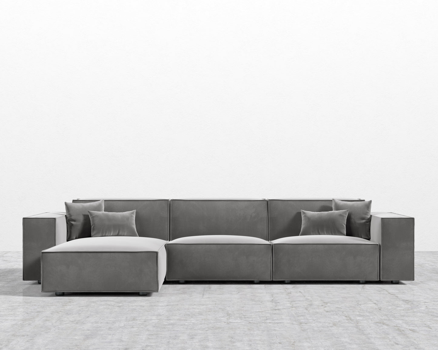 Porter Sectional - Plush Velvet - Glacier Grey