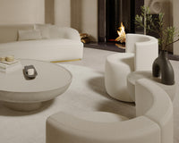 Reya Sectional Scene featuring Nova Lounge Chair, Asha Rug Round and Maria Coffee and Side Table