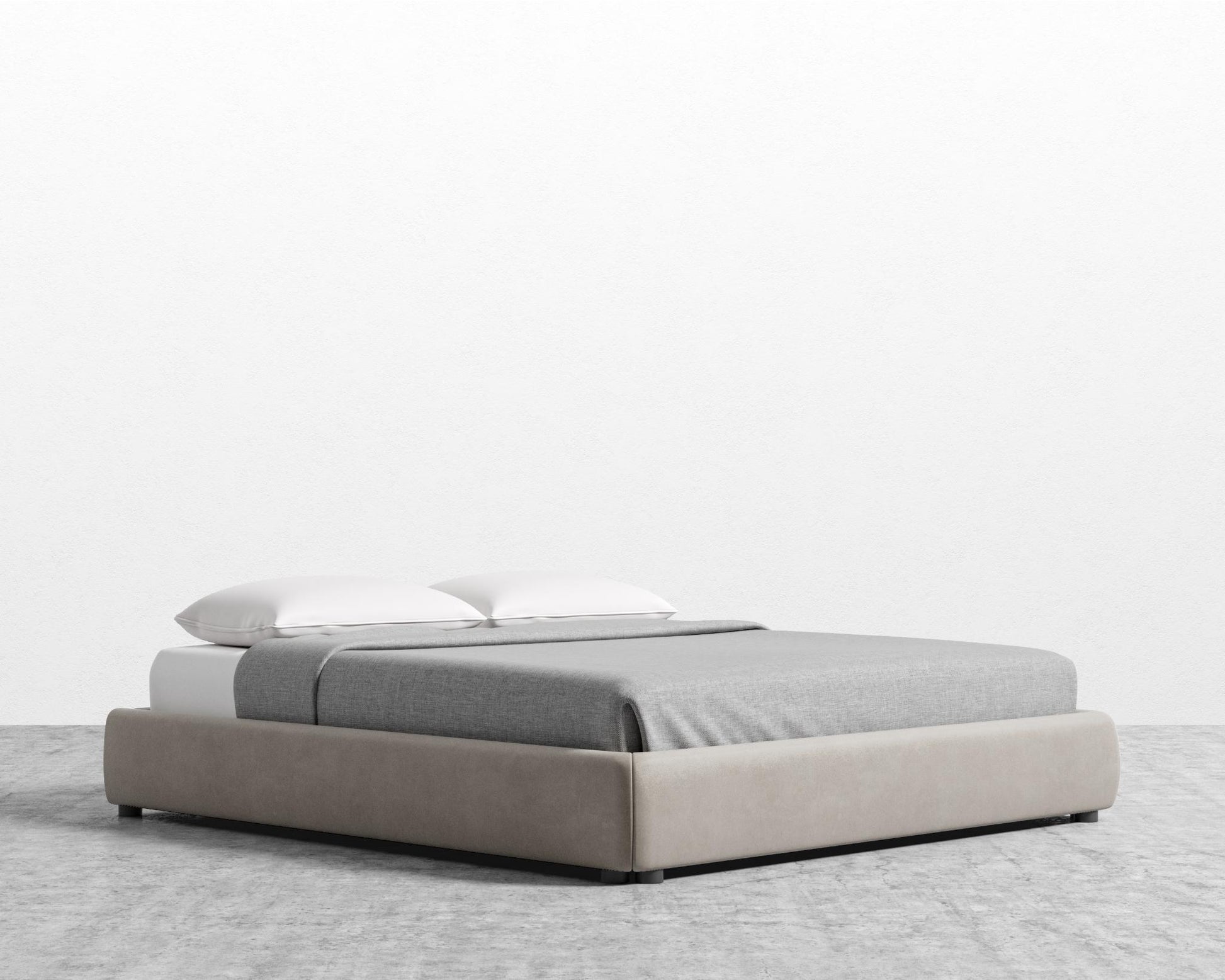 Modular Bed Frame - King - Venice Vegan Suede - Latte
