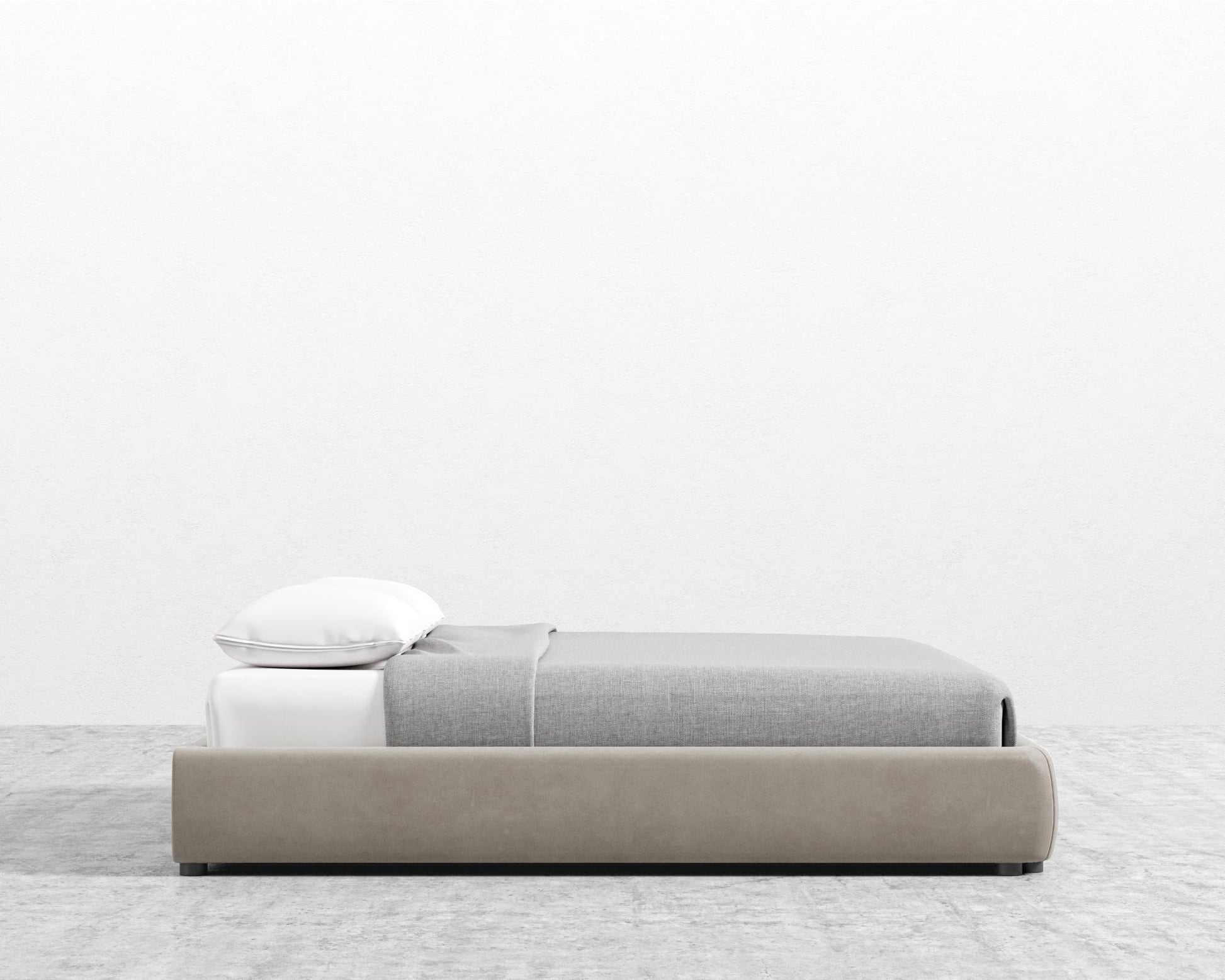 Modular Bed Frame - King - Venice Vegan Suede - Latte
