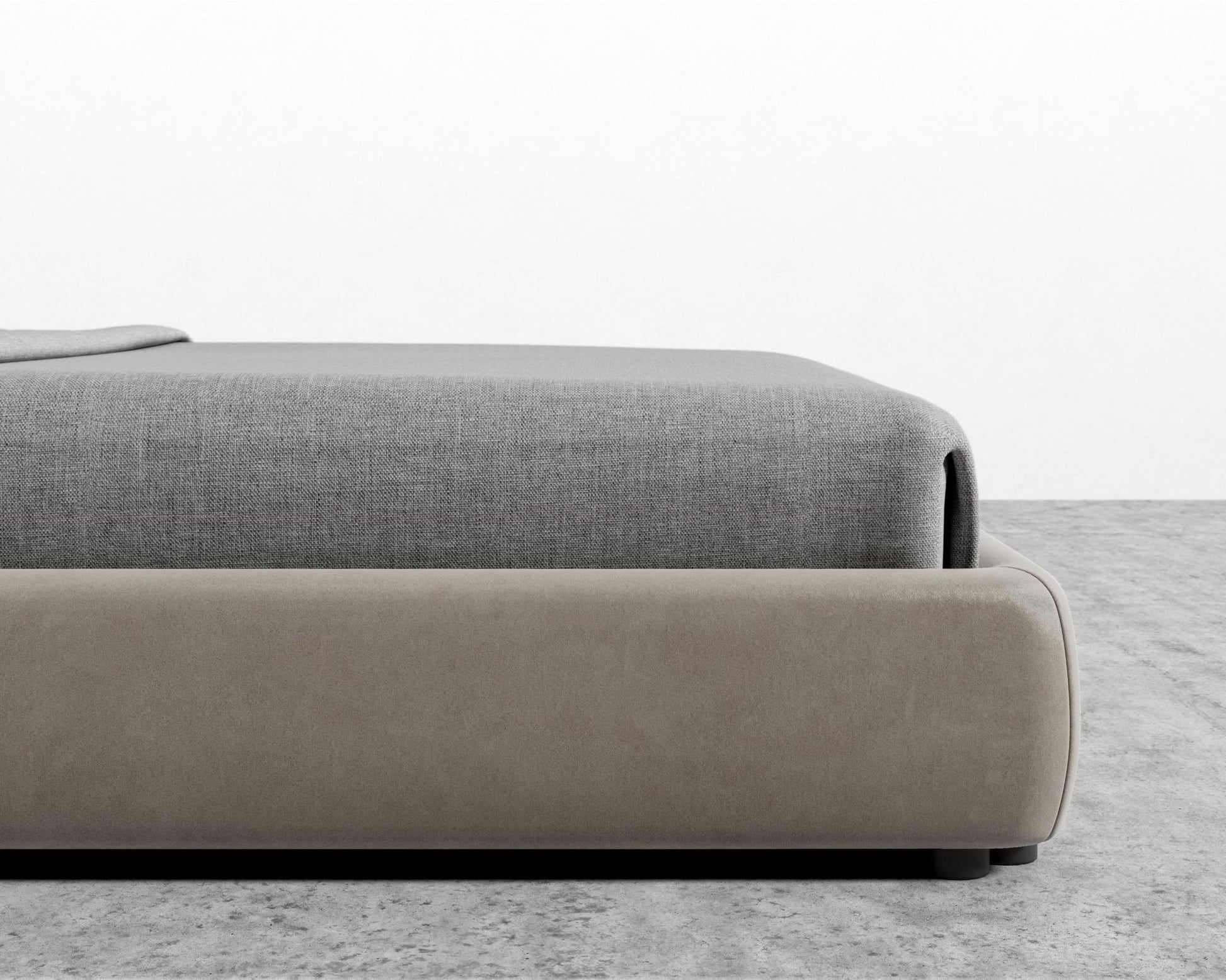 Modular Bed Frame - King - Venice Vegan Suede - Latte