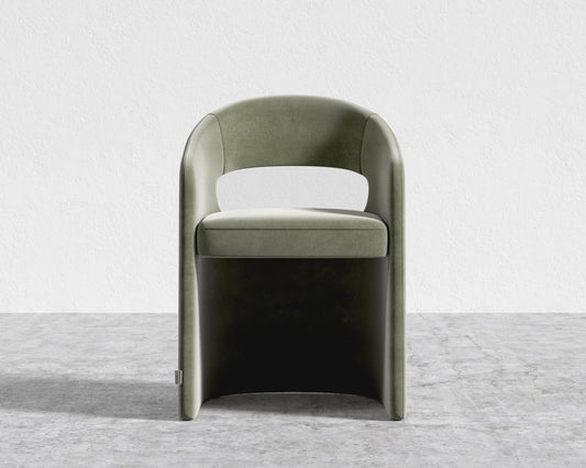 Rhea Dining Chair - Cotton Velvet - Verdant